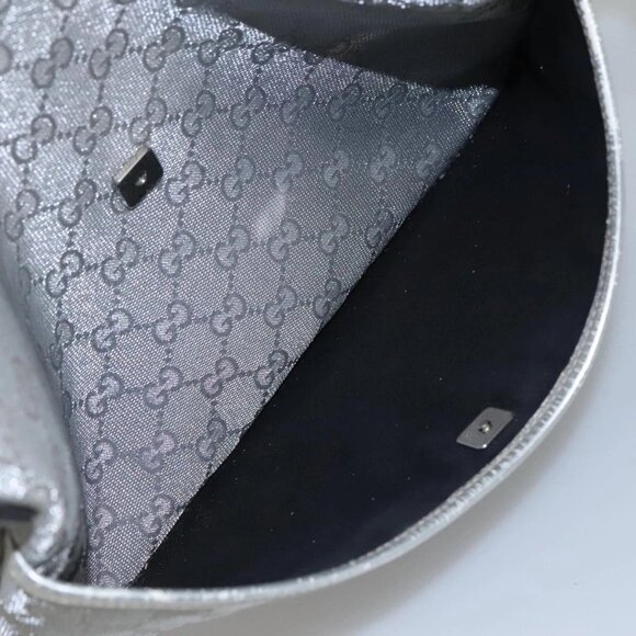 GUCCI GG Canvas Sherry Line Shoulder Bag Gray Silver blue 145857 Auth bs23771 - Picture 10 of 16